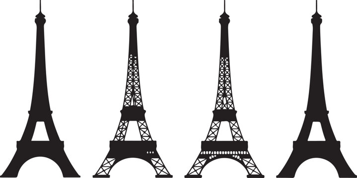 Four eiffel tower silhouettes in line