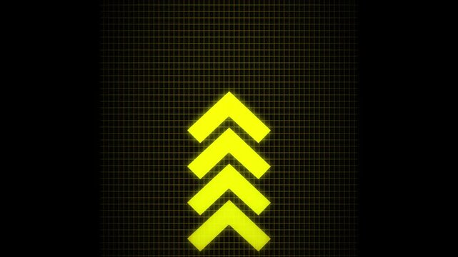 Up-directional Yellow loop animation ,Abstract directional swipe arrow animation &ndash; 4K pointer icon on motion background.