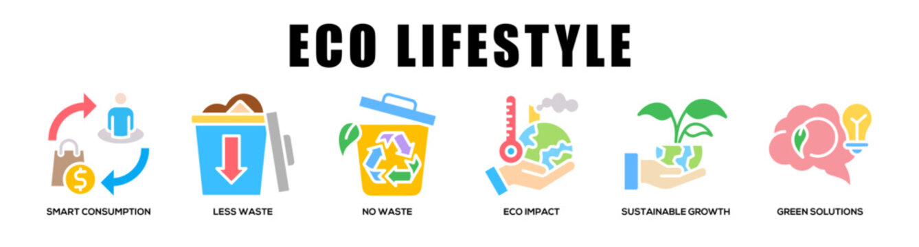 colorfull - Eco Lifestyle web banner icon vector illustration concept