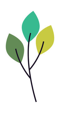 A simple illustration of a branch with three green leaves, symbolizing growth and nature.