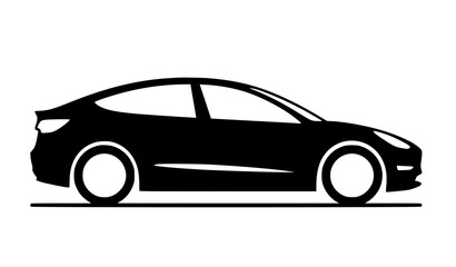 Fototapeta premium Modern automobile side silhouette icon vector in flat minimal style isolated on white
