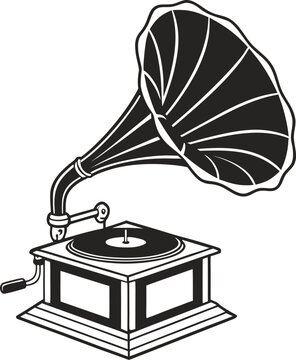vintage gramophone isolated on white