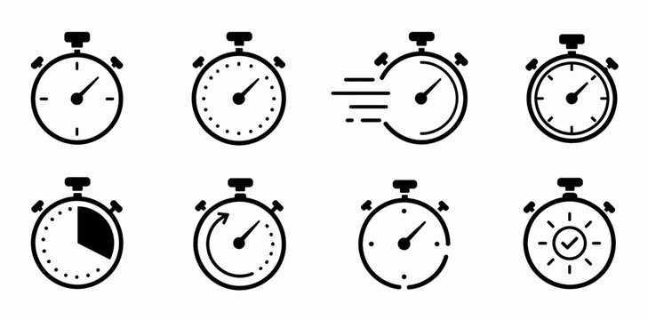 Assortment of stopwatch illustrating time, speed, and progress