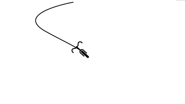 Bicycle 4K animation video presenting a simple black silhouette riding across an abstract wavy line