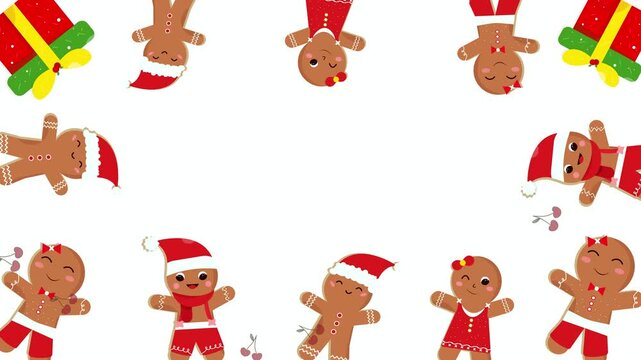 Cute Xmas Gingerbread Cookies Frame Animation 4K