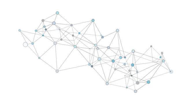 Abstract digital network connection with nodes and lines on white background
