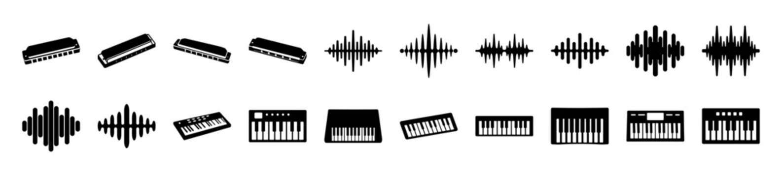Black electronic memory chip illustrations - Nine clean, flat black memory chip icons arranged neatly in three rows for digital or technical stock projects.