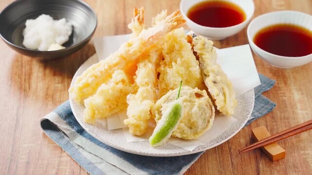 天ぷら盛り合わせ 海老・白身魚・なす・ししとう・さつまいも
