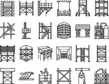 Scaffolding and construction equipment illustrations