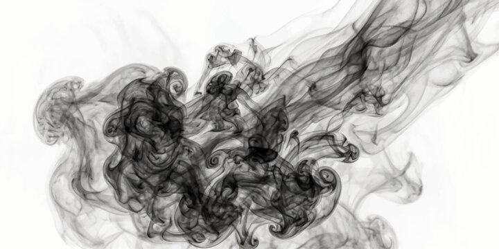 Abstract, ethereal wisps of swirling smoke in black against a clean, uncluttered background, evoking mystery and artistic texture  for Website, Background, Branding, Art etc.