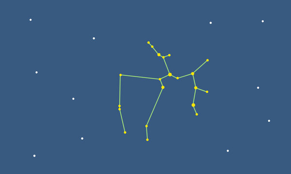 星空に浮かぶ射手座の星座線のカラーイラスト