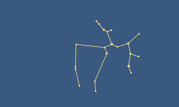 ネイビー色の背景に浮かぶ射手座の星座線のイラスト（ゴールド色）