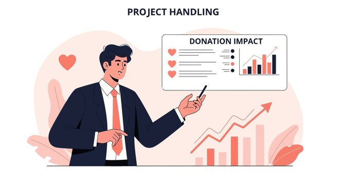Project handling and donation impact analysis with growth charts