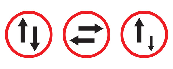 One Way Road Sign Icon Vector Traffic Direction Symbol Isolated on White Background © maxalamin09