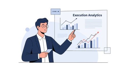 Fototapeta premium Business Analyst Presents Execution Analytics Graph at Presentation