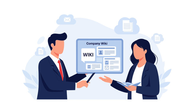 Business Team Presents Company Wiki Information