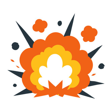 Orange Explosion Puff Illustration Containing fire cloud cartoon blast and smoke effect