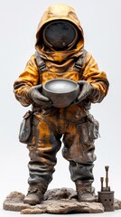 Fototapeta premium Sculpture of a figure wearing protective clothing