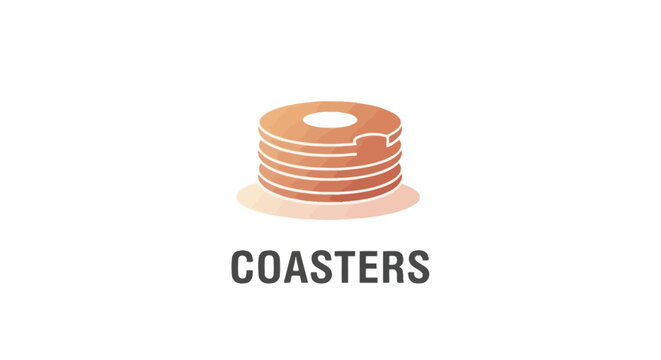 Stack of Brown Coasters Isolated on White Background for Drinks.