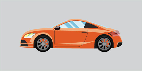 Fototapeta premium Isometric vector illustration of a modern orange sports car. Sleek luxury supercar side profile. Flat design isolated on a plain background.