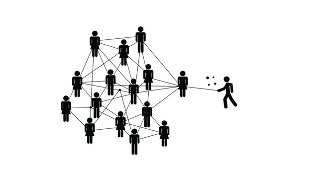 A person disconnected from a network of people and connections