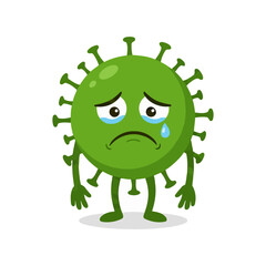 Fototapeta premium Sad Virus Character Illustration Containing sick germ mascot sad expression and cartoon bacteria