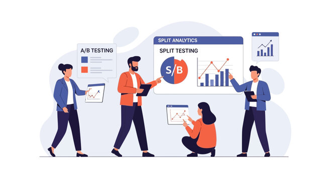 Team Conducting Split Testing and Analytics for Business Growth