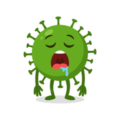 Fototapeta premium Sick Virus Character Illustration Containing coughing germ mascot tired expression and bacteria illustration