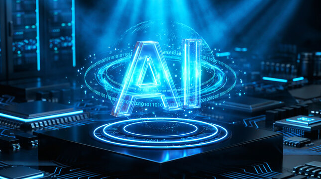 electronicArtificial Intelligence Neural Network Digital Brain on Circuit Board &ndash; Machine Deep Learning 3D Render circuit board