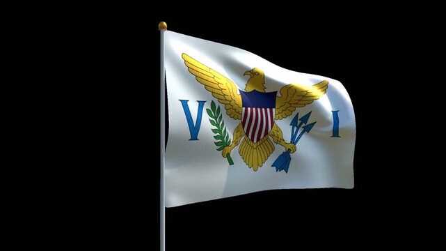 Virgin Islands Waving Flag Seamless Loop - 3D Rendering Animation Transparent Background