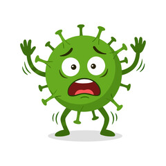 Fototapeta premium Shocked Virus Character Illustration Containing surprised germ mascot panic expression and cartoon bacteria