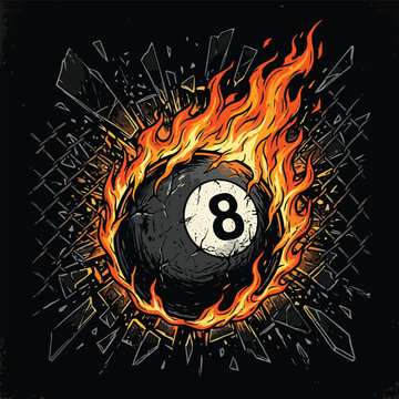 vector image of 8 ball and fire