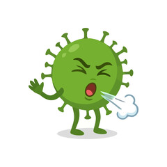 Fototapeta premium Blowing Virus Character Illustration Containing sneezing germ mascot air puff and cartoon bacteria