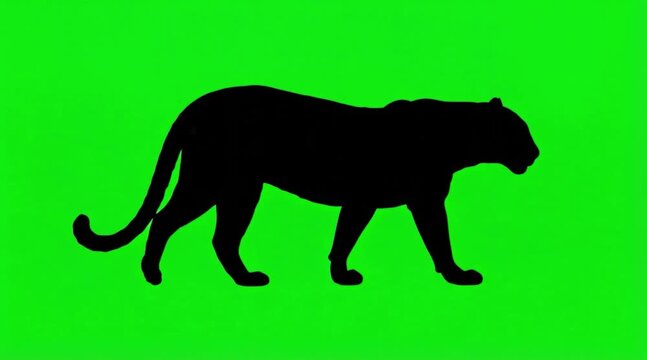 Video Silhouette of a leopard are walking on the green screen background