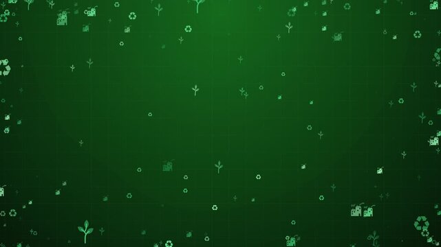 Eco friendly sustainability background with green energy icons