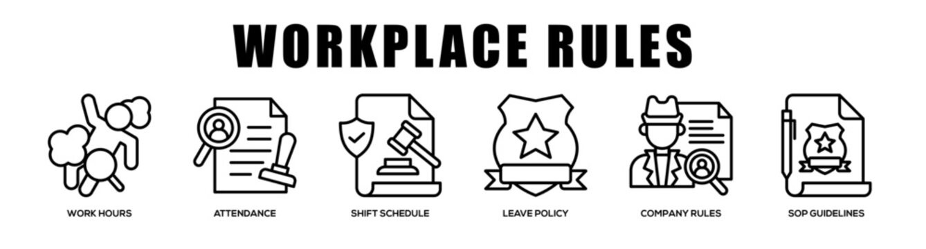 Workplace Rules web banner icon illustration concept