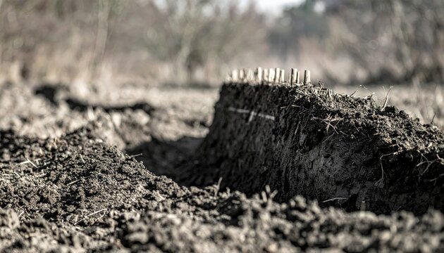 Remains of a Hasty Trench in Scarred Earth