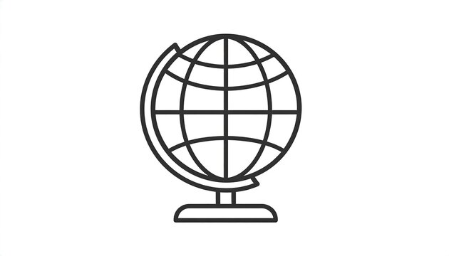 A simple, black-outlined illustration of a globe, showcasing the Earth's gridlines