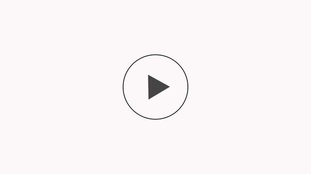 Black circular play button icon, isometric style on  or chroma key background.Multimedia, player, start, audio control, interface, navigation,video play button logo.Animation HD Video,
