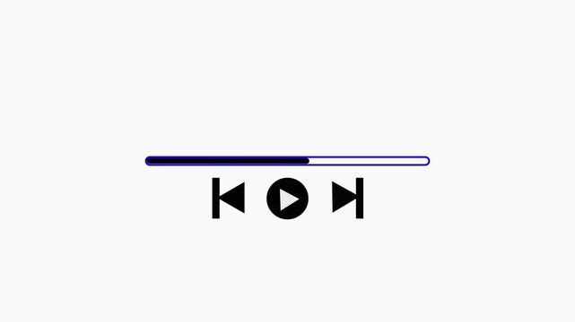 player overlay on transparent background, Multimedia player template, Audio music timeline bar moving with track on 4K video