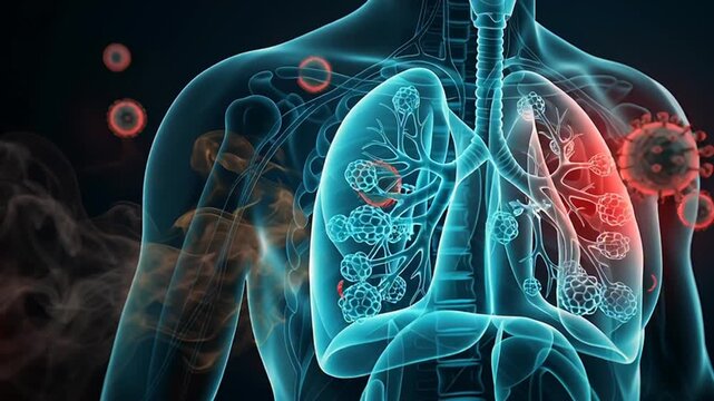 Medical Animation of Hantavirus Infecting Human Lungs
