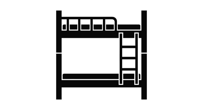 Bunk bed silhouette on a white background high quality professional detailed modern
