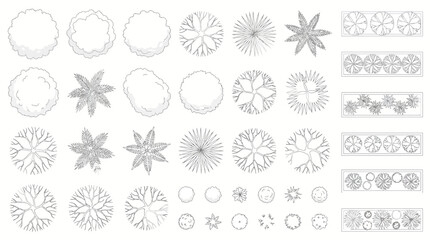 Top-down view of various trees and plants for architectural design and landscaping © Dileesha