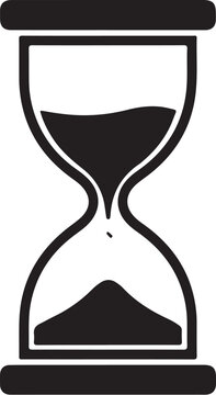 Black hourglass with sand timer white background