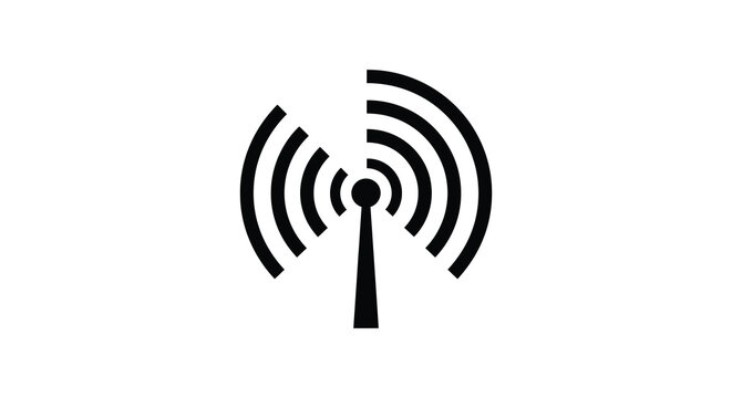 Wireless signal icon black silhouette on a white background high quality professional