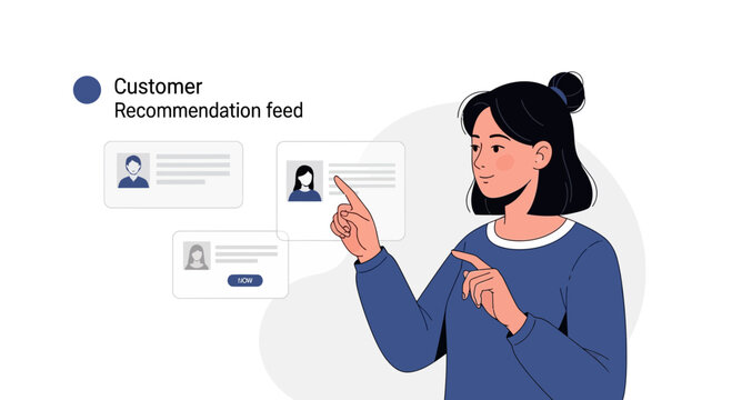 User selecting personalized recommendations on a digital interface
