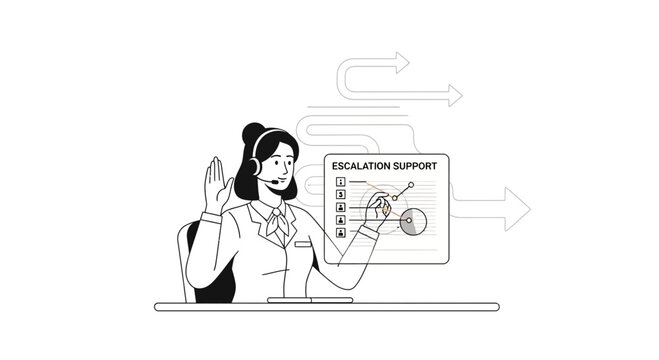 Customer service agent analyzing data and escalating support