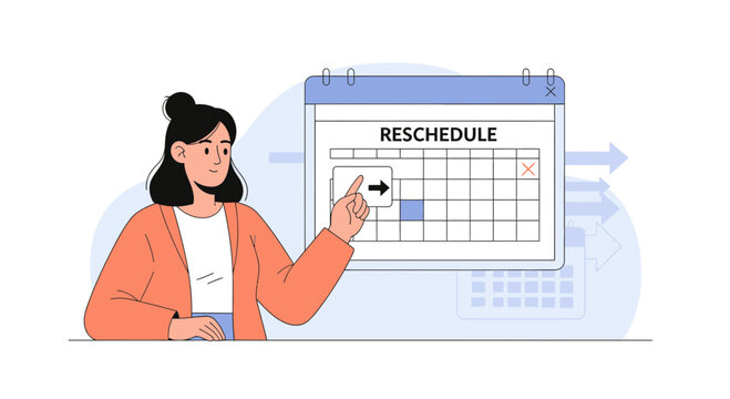 Woman Rescheduling Appointment on Calendar Illustration