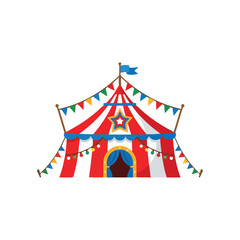 Obraz premium Colorful cartoon circus tent with flags and lights big top