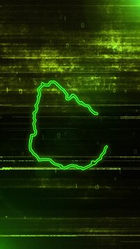 Mobile Vertical Resolution, 2160x3840 Pixels, Uruguay Country Digital Futuristic Glitch Map, Suitable for Politics, Elections, News and Sports Events
